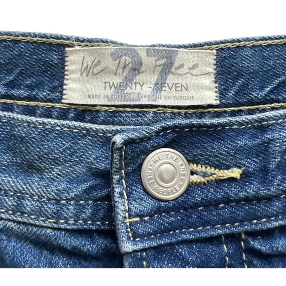 We the Free Jeans Womens 27 Maggie Straight Mid-Rise Raw Hem Button Fly Boho - Picture 3 of 11